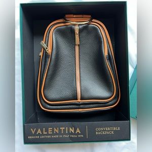 Valentina Italian Genuine Pebbled Leather Backpack/Shoulder Bag